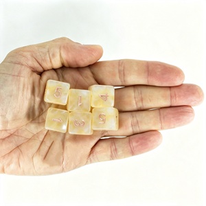 Dés de jeu de société personnalisés, RPG DND, 6 faces, angle droit, en résine de jade et acrylique, design étoiles et points, 16 mm, en vrac - Product Image 5
