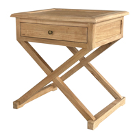 HL509-CN Français Vintage Rustique Provincial Meubles En Bois De Chêne Massif X Croix Jambes Chambre Table De Chevet Table De Chevet avec Tiroir