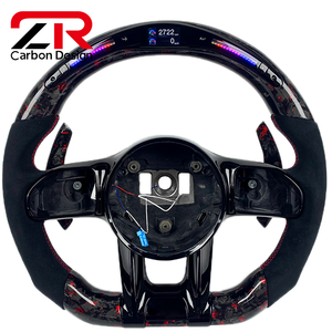Volant de direction amélioré en fibre de carbone avec LED RPM pour <span class=keywords><strong>Mercedes</strong></span> Benz W205 AMG, avec palettes de changement de vitesse pour E400 W204 G500 G63 - Product Image 1