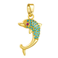 Breloques HD554 Thème Vie Marine Estivale Plage Océan en Laiton Plaqué Or 18K, Coquillages, Conques, Turquoise, Étoiles de Mer, Dauphins pour la Fabrication de Bijoux