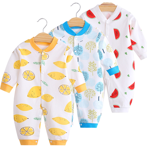 Automne décontracté Super mignon <span class=keywords><strong>combinaison</strong></span> coton peigné imprimé bébé barboteuse manches longues tricoté Homewear pour nouveau-nés ramper bébés - Product Image 1
