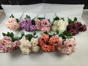 Vente en gros de fleurs de mariage bouquet de fleurs artificielles rosier en soie pour la décoration de mariage - Product Image 2