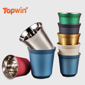 Tasse à expresso en acier inoxydable à double paroi isolée, tasse à café en métal pour capsules, tasse à démitasse pour la maison, intérieur ou extérieur - Product Image 1