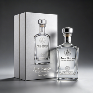 Caja de Embalaje de <span class=keywords><strong>Tequila</strong></span> Agave <span class=keywords><strong>Blanco</strong></span> 100% <span class=keywords><strong>Azul</strong></span>, de Cartón <span class=keywords><strong>Blanco</strong></span> con Base <span class=keywords><strong>y</strong></span> Tapa con Logotipo Personalizado Directo de Fábrica, con Detalles en Dorado - Product Image 2