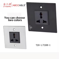 Prise de courant multifonction T20-1 T20B-1 à monter sur panneau mural, 10A 250V, plaque en acier inoxydable pour armoire de scène