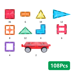 MNTL ubin magnetik Kastil 108 buah Set blok bangunan mainan kreatif DIY ubin Magnet anak-anak mainan pendidikan untuk anak-anak - Product Image 3