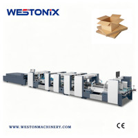 Machine à coller les côtés des boîtes à fond plat WESTONIX, électrique, à colle thermofusible, avec entraînement par courroie supérieure et inférieure