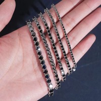Collier Hip Hop en Argent Sterling S925 Massif avec Moissanite Noire Givrée 2-5MM, Diamant VVS, pour Hommes, Femmes, Bijou de Rappeur, Cadeau