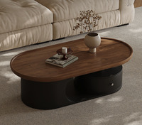 Table basse ovale de style antique, design créatif minimaliste, table centrale en bois pour la maison, table de salon avec rangement, table à thé