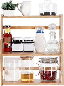 Bathroom Countertop <b>Storage</b> Counter <b>Storage</b> Holder Organizer Custom 3-Tier Bamboo Spice Rack Standing Pantry Shelf for Kitchen - Product Image 6