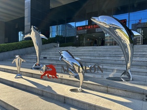 Escultura de Delfín de Acero Inoxidable de Tamaño Personalizado MALTON, Decoración Moderna de Metal para Jardín, Parque o Exteriores - Product Image 2
