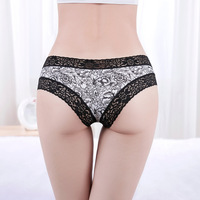 Culottes sexy en dentelle florale pour femmes, respirantes, taille mi-haute, confortables, avec entrejambe en coton doux, sous-vêtements féminins, vente en gros