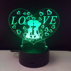 Lampe led 3d en forme de cœur, commande tactile, message I love you, luminaire décoratif d'intérieur, idéal pour une <span class=keywords><strong>chambre</strong></span> - Product Image 4