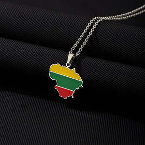 Collar con Colgante de Mapa de <span class=keywords><strong>Lituania</strong></span>, Estilo Vintage, para Hombre y Mujer, Cadena de Acero Inoxidable para Suéter, Accesorios - Product Image 6
