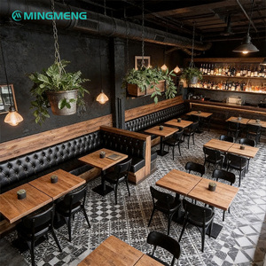 MINGMENG Industrial <b>Restaurant</b> Furniture <b>Set</b> L-Shape Faux Leather Booth Wood Table Durable Commercial Use - Product Image 6