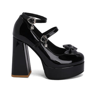 WETKISS all'ingrosso punta rotonda ragazze Maryjane scarpe pump con plateau tacco grosso fibbia cinturino alla caviglia pump bianco Lolita scarpe con fiocco - Product Image 3