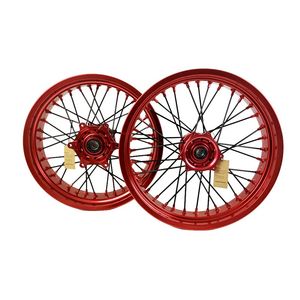 Roues <span class=keywords><strong>Supermotard</strong></span> de <span class=keywords><strong>17</strong></span> <span class=keywords><strong>pouces</strong></span> avec jantes et moyeux en alliage d'aluminium rouge, compatibles avec les motos CR125/CR250R/CRF250R/CRF450R - Product Image 1