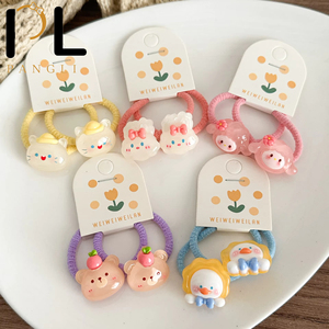 Élastiques à cheveux en forme d'animaux de dessin animé, mignons, doux et élastiques, accessoires pour cheveux pour filles et enfants - Product Image 1
