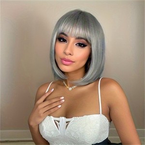 <span class=keywords><strong>AliExpress</strong></span> nueva <span class=keywords><strong>mujer</strong></span> tamaño pequeño gorra longitud del hombro Bobo Peluca de pelo corto Peluca de cabeza completa con encaje transparente al por mayor - Product Image 1