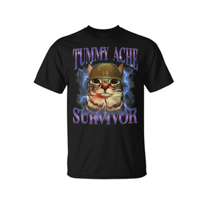 T-shirt humoristique pour femmes, avec image de chat, pour les survivants des maux de ventre, sarcasme, humour - Product Image 2