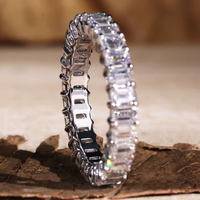 Bague de mariage éternelle pour femme en or massif 14k 18k, sertie de diamants cultivés en laboratoire CVD HPHT certifiés IGI, taille émeraude