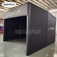 Tente de simulateur de golf mobile gonflable personnalisée avec support de projecteur, cage d'entraînement de golf commerciale pour événements