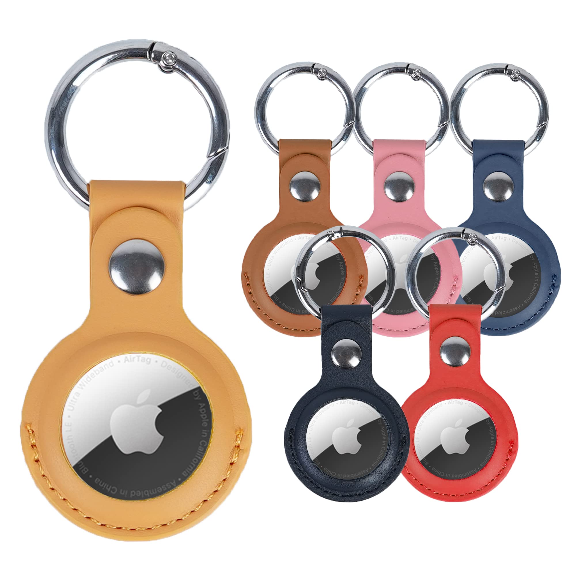 4 Pack New PU Leather Case Protective Keychain Holder For Airtag Apple