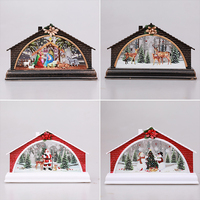 Cadeaux de Noël 2022, décoration de la maison, village de Noël, veilleuse avec bonhomme de neige, élan, Père Noël, lumière LED, 2 piles AAA