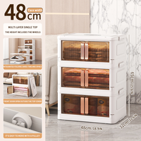 Armoire en plastique pliable multi-niveaux gain de place 48 cm de large pour vêtements, jouets, articles divers, empilable, en PP, pliable