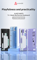 Clavier de jeu mécanique Ajazz Ak870 à 87 touches, trois modes, dégradé, avec rétroéclairage RVB, programmable, USB-C, sans fil, BT 2.4g, filaire