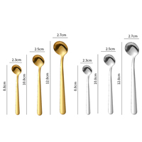 Mini cuillère en acier inoxydable 304 avec logo personnalisé, pour la maison, la cuisine, le thé, le miel, la préparation de boissons, le café, les desserts, couleur or