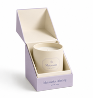 Boîte d'emballage de luxe sur mesure pour bougies, en papier texturé, avec logo estampé à chaud, couvercle à rabat, pour coffret cadeau de bougies de spa