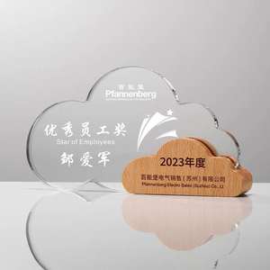 Trofeo <span class=keywords><strong>de</strong></span> cristal conmemorativo personalizado Diseño en forma <span class=keywords><strong>de</strong></span> nube Trofeos <span class=keywords><strong>de</strong></span> cristal <span class=keywords><strong>de</strong></span> madera - Product Image 2