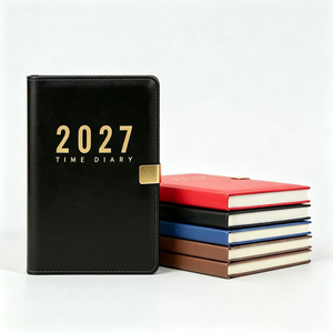 Agenda 2027 <span class=keywords><strong>en</strong></span> cuir PU de qualité supérieure avec boucle métallique audacieuse, surpiqûres contrastées et carnet de planification d'affaires haute capacité - Product Image 1
