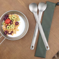 Spork à long manche en titane de haute qualité | Parfait pour remuer lors de la cuisson à l'extérieur multi-usages pour le camping