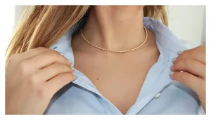 Personalizado 3/4/5/6/8MM collar de cuentas apiladas hombre plata oro rosa Acero inoxidable joyería de mujer deslustre libre impermeable - Product Image 6