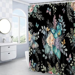 Floral Polyester Shower Curtain Bathroom Curtain Digital Print Custom Print Waterproof Shower Curtain <b>Set</b> Bulk Wholesale Modern - Product Image 4