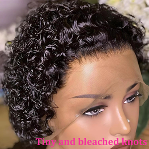 Perruque Pixie Cut pour femmes noires, pré-épilée, avec partie en dentelle 13x1, perruques ondulées effet eau, courtes et bouclées, avec frontal en dentelle 13x4, en <span class=keywords><strong>cheveux</strong></span> humains volumineux - Product Image 2