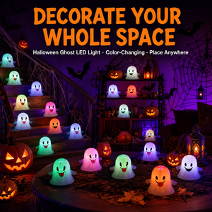 Luci Notturne LED a Forma di Fantasma per Halloween, Candele Luminose, Decorazioni per Feste, 2 Colori Opzionali - Product Image 5