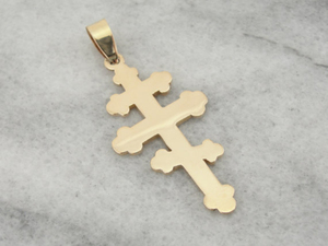 مجوهرات دينية مسيحية مطلية بالذهب عيار 18 قيراط بسيطة من الفولاذ المقاوم للصدأ قلادة صليب أرثوذوكسي شرقي للرجال والنساء - Product Image 3