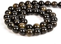 Bijoux perle en vrac noir obsidienne brin pierre naturelle perle or obsidienne 4mm 6mm 8mm 10mm 12mm pour faire Mala Design