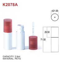 Tube de rouge à lèvres liquide transparent personnalisé avec logo, emballage rond vide, tube de rouge à lèvres liquide imperméable, conteneur de gloss à lèvres en verre