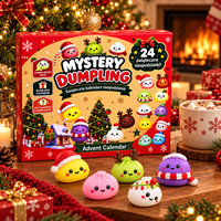 Calendrier de l'Avent de Noël 2027 – 24 Jours de Mystères : Jouets Squishy TPR en Forme de Dumpling, Anti-Stress, Sensoriels, Boîte Mystère, Cadeau pour Enfants