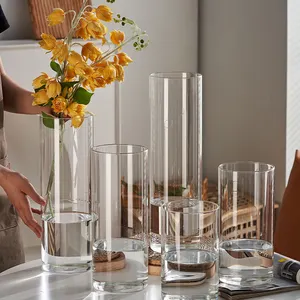Penjualan langsung dari pabrik buatan tangan vas bunga akrilik bening dekorasi meja pernikahan vas bunga kristal modern