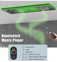 Douche de plafond encastrée Tik Tok avec LED et musique, 7 fonctions, mitigeur thermostatique mural en laiton