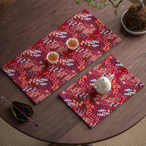 Alfombrilla térmica con estampado floral festivo, tela con bordado sashiko, alfombrilla para té de doble capa, estilo chino, uso doméstico, seco - Product Image 2
