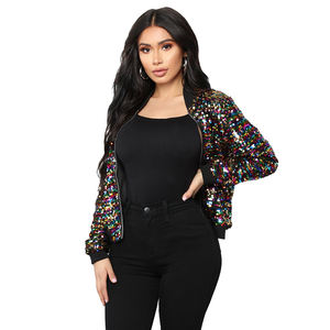 <span class=keywords><strong>Giacca</strong></span> glitterata da donna Bomber cappotto colorato con <span class=keywords><strong>paillettes</strong></span> Bling a manica <span class=keywords><strong>lunga</strong></span> Cool Street Club <span class=keywords><strong>giacca</strong></span> con Zip - Product Image 3