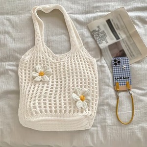 <span class=keywords><strong>Bolso</strong></span> de Playa de Ganchillo Estilo Bohemio, Accesorios de Playa de Verano, <span class=keywords><strong>Bolso</strong></span> de Mano para Mujer, <span class=keywords><strong>Bolso</strong></span> de Malla con Flores, <span class=keywords><strong>Bolso</strong></span> Tejido Estilo <span class=keywords><strong>Hippie</strong></span> - Product Image 1