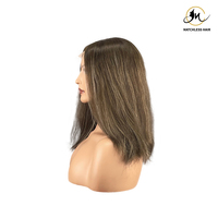Perruques en dentelle de haute couture en gros, base en cheveux vierges chinois, postiche à clipser en cheveux humains, couleur mèches personnalisable pour femmes