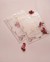 Invitations de mariage en papier vélin de qualité supérieure, personnalisées avec dorure à chaud, invitation de mariage en acrylique de luxe avec doublure d'enveloppe rose